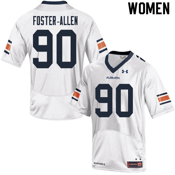 Auburn Tigers Women's Daniel Foster-Allen #90 White Under Armour Stitched College 2020 NCAA Authentic Football Jersey QLL0274ZP